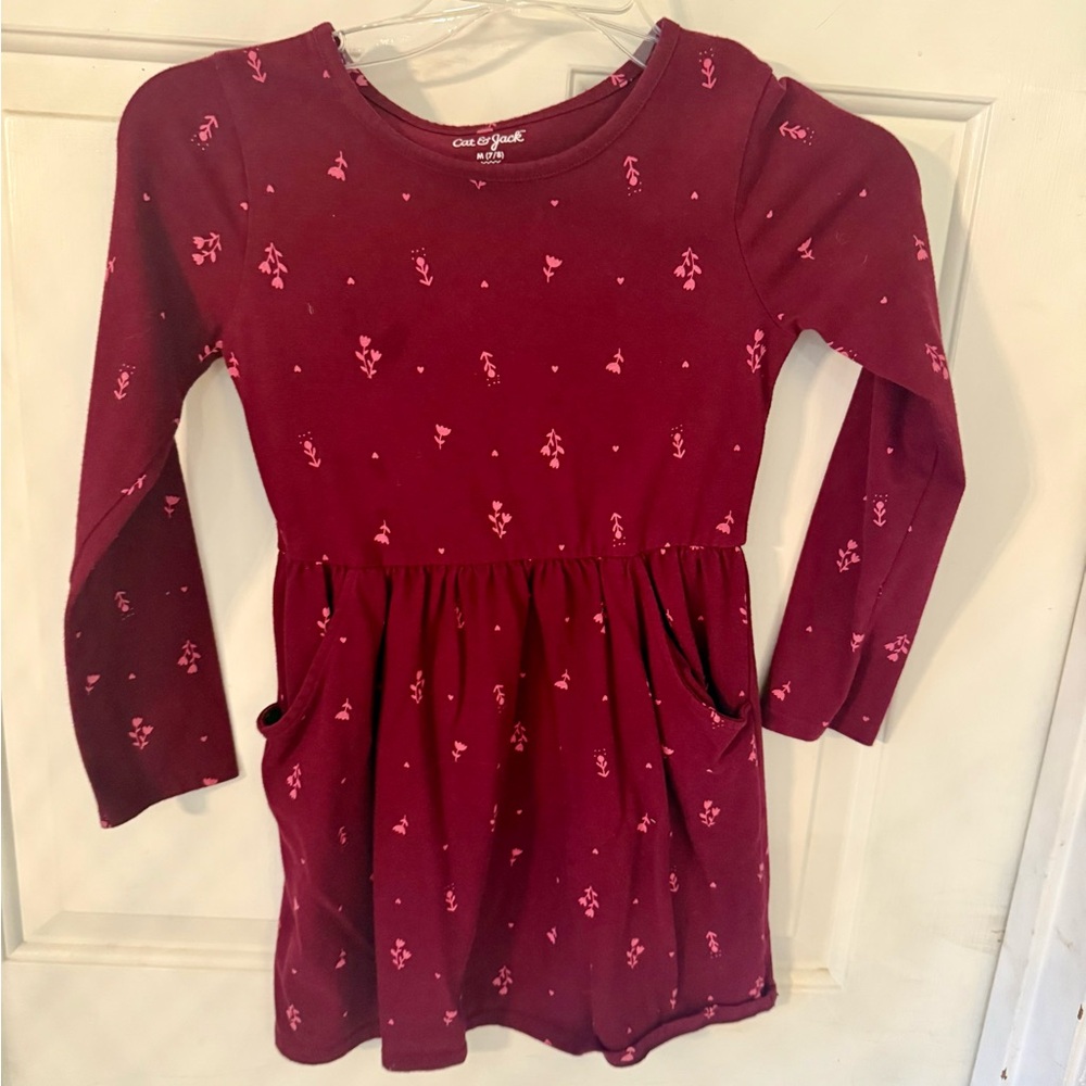 Cat & Jack Red Casual Dress with Flared Skirt
